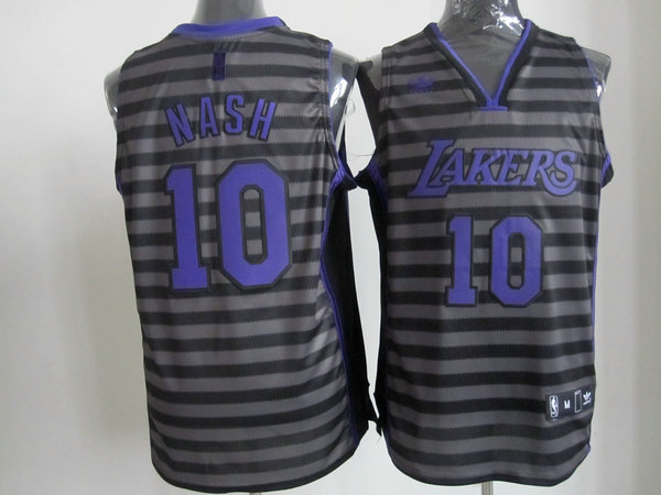 Lakers 10 Nash Black Gride Grey Jerseys
