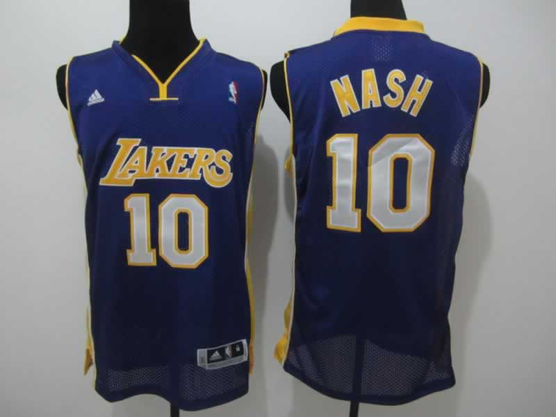 Lakers 10 Nash Purple Mesh Jerseys