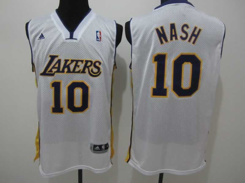 Lakers 10 Nash White Mesh Jerseys