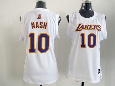 Lakers 10 Nash White Women Jersey