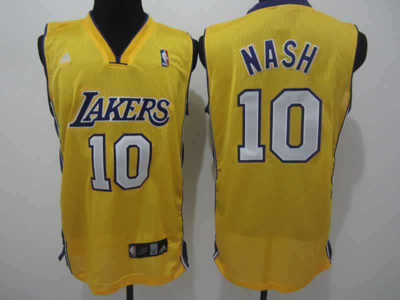 Lakers 10 Nash Yellow Mesh Jerseys