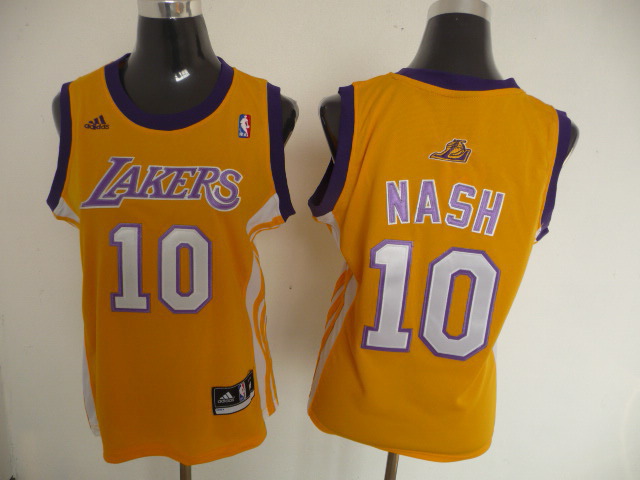 Lakers 10 Nash Yellow New Fabric Women Jersey - Click Image to Close