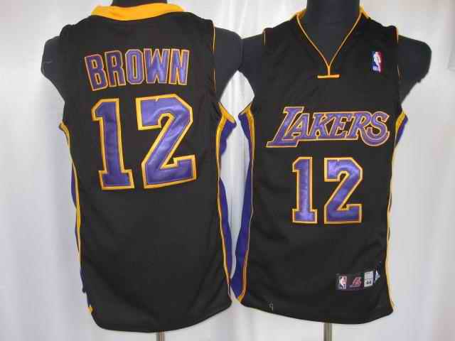 Lakers 12 Brown Black With Purple Throwback Jerseys