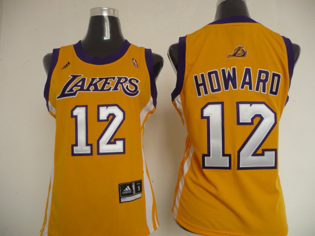 Lakers 12 Howard Yellow New Fabric Women Jersey
