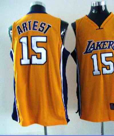 Lakers 15 Artest Yellow Jerseys