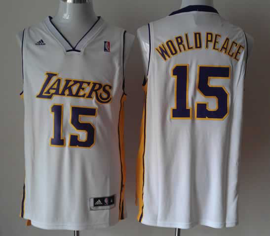 Lakers 15 Worldpeace Revolution 30 White Jerseys