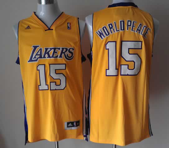Lakers 15 Worldpeace Revolution 30 Yellow Jerseys