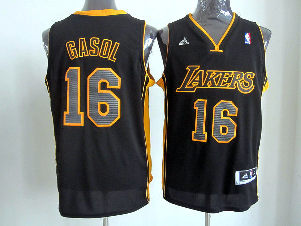 Lakers 16 Gasol Black&Yellow Jerseys Lakers 16 Gasol Black&Yellow Jerseys