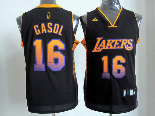 Lakers 16 Gasol Black rainbow Jerseys