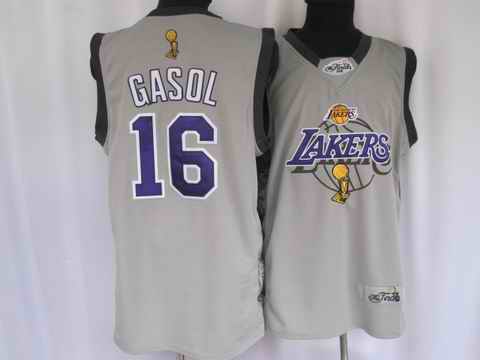 Lakers 16 Gasol Grey Jerseys