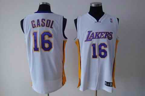 Lakers 16 Pau Gasol White Jerseys