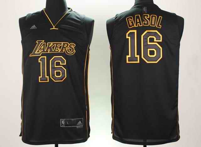 Lakers 16 Paul Gasol Black Jerseys