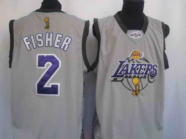 Lakers 2 Derek Fisher Gray Jerseys
