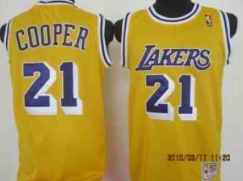 Lakers 21 Cooper Yellow Throwback Jerseys
