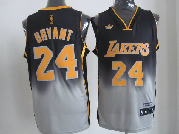 Lakers 24 Bryant Black&Grey Jerseys