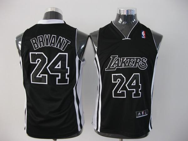 Lakers 24 Bryant Black-Black Youth Jersey