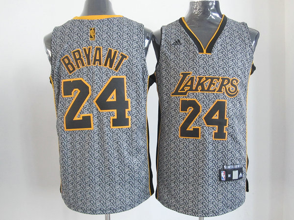 Lakers 24 Bryant Grey Snow Jerseys