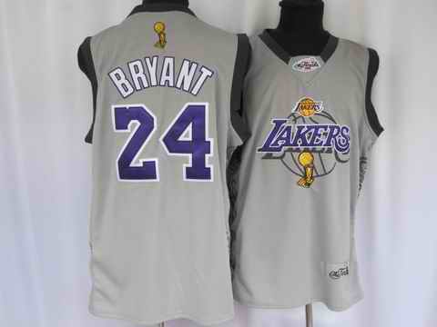 Lakers 24 Kobe Bryant Grey Chaompions Jerseys