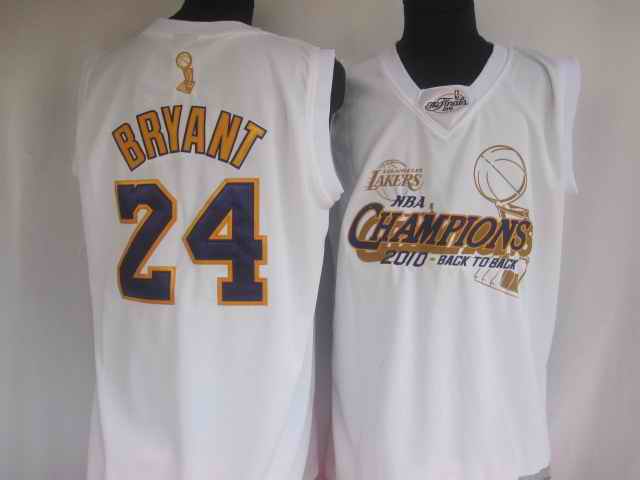 Lakers 24 Kobe Bryant White Champions Commemorativ Jerseys