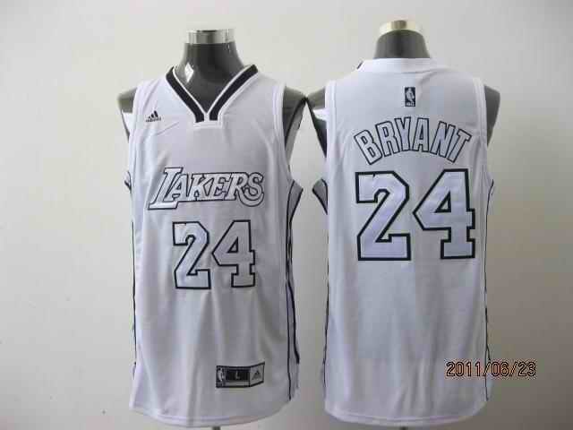 Lakers 24 Kobe Bryant White Grey Jerseys