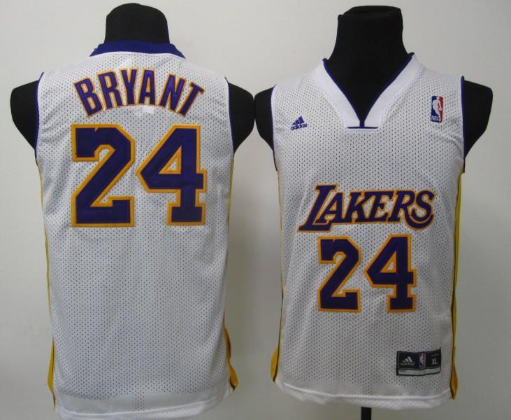 Lakers 24 Kobe Bryant White Mesh Youth Jersey