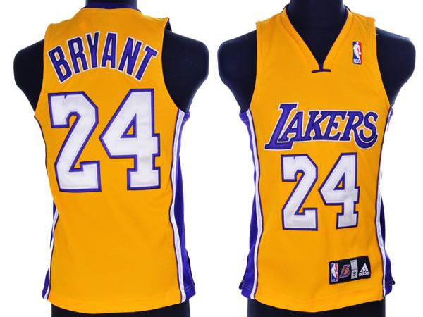 Lakers 24 Kobe Bryant Yellow Youth Jersey - Click Image to Close