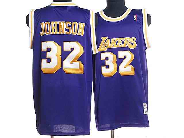 Lakers 32 Magic Johnson Purple Throwback Jerseys