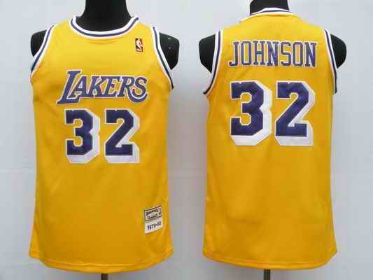 Lakers 32 Magic Johnson Yellow Throwback Jerseys
