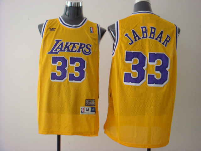 Lakers 33 Jabbar Yellow New Jerseys