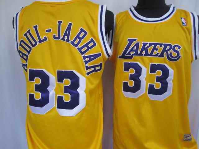 Lakers 33 Kareem Abdul Jabba Yellow Jerseys