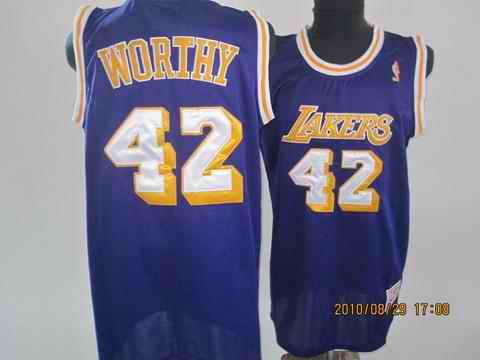 Lakers 42 Worthy Purple Throwback Jerseys