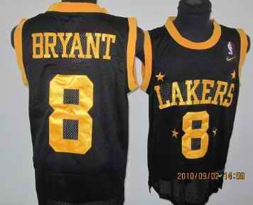 Lakers 8 Kobe Bryant Black Yellow Star Throwback Jerseys