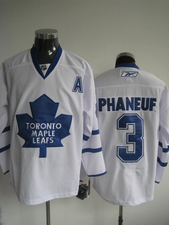 Leafs 3 Phaneuf White A Patch Jerseys