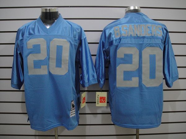 Lions 20 B.Sanders Lt.Blue M&N Jerseys