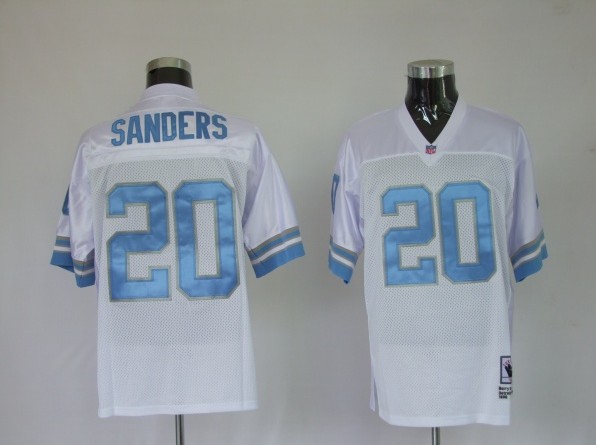 Lions 20 Barry Sanders White Jerseys