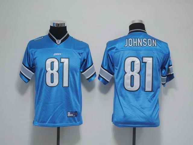 Lions 81 Johnson blue kids Jerseys