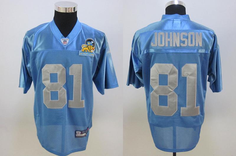 Lions 81 Johnson blue new Jerseys