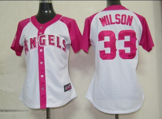 Los Angeles Angels 33 Wilson Pink Women Splash Fashion Jersey