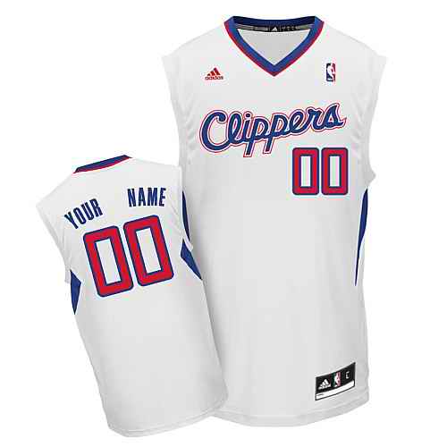 Los Angeles Clippers Youth Custom white blue number Jersey