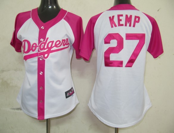Los Angeles Dodgers 27 Kemp Women Pink Splash Fashion Jersey