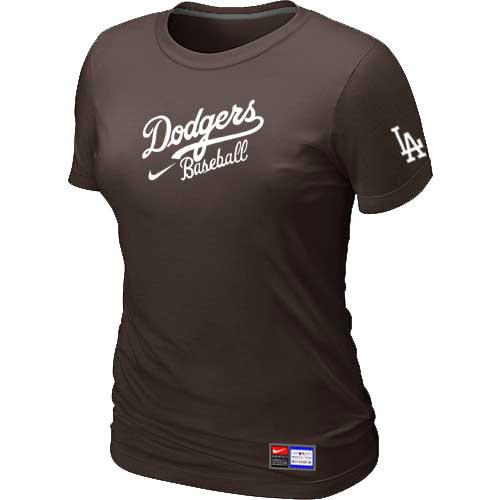 Los Angeles Dodgers Nike Women's Brown Short Sleeve Practice T-Shirt