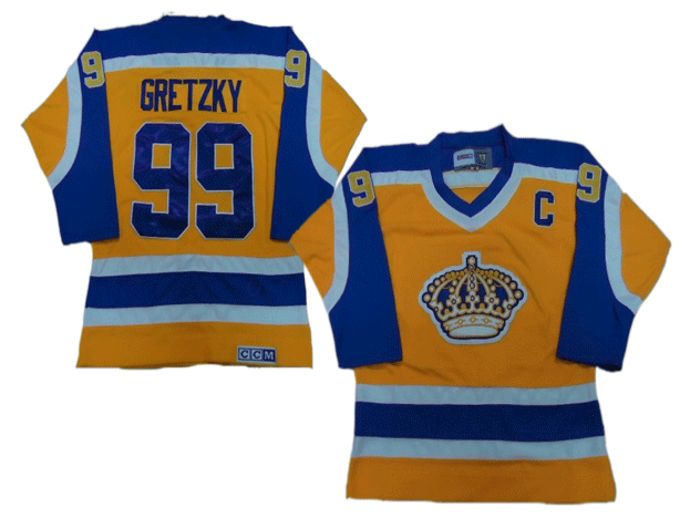 Los Angeles Kings 99 GRETZKY yellow throwback Jerseys - Click Image to Close