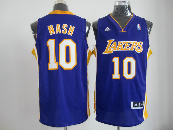 Los Angeles Lakers 10 Nash Purple Cotton Jerseys