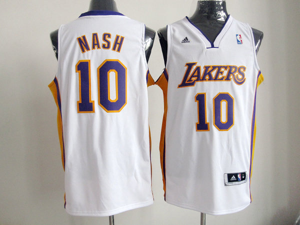 Los Angeles Lakers 10 Nash White Cotton Jerseys