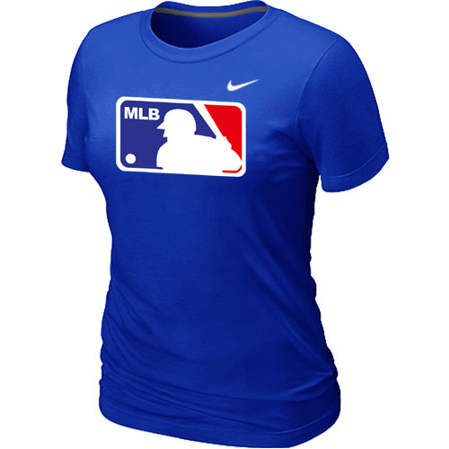 MLB Logo Heathered Women's Nike Blue Blended T-Shirt - Click Image to Close