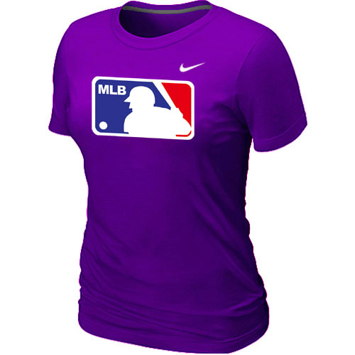 MLB Logo Heathered Women's Nike Purple Blended T-Shirt - Click Image to Close