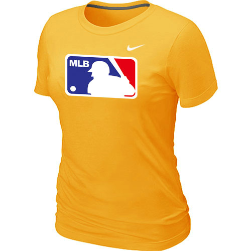 MLB Logo Heathered Women's Nike Yellow Blended T-Shirt - Click Image to Close