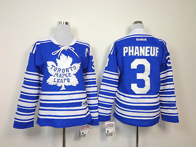 Maple Leafs 3 Phaneuf Blue Women Classic Jersey