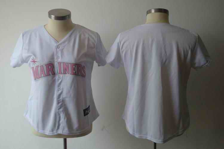 Mariners Blank White pink number women Jersey