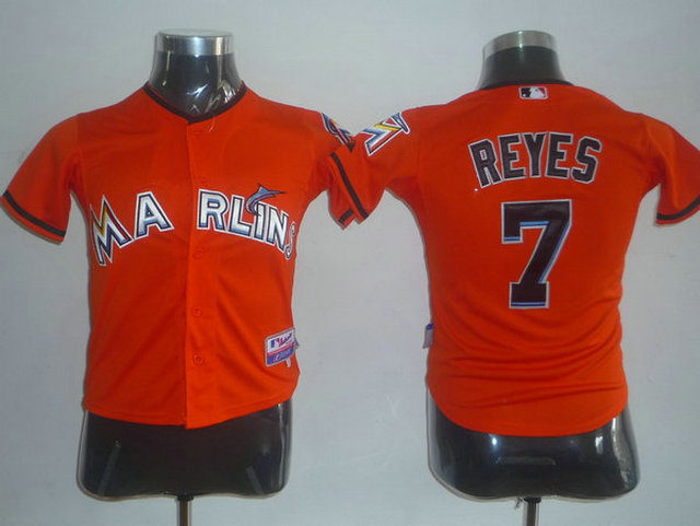 Marlins 7 Reyes Orange Kids Jersey - Click Image to Close